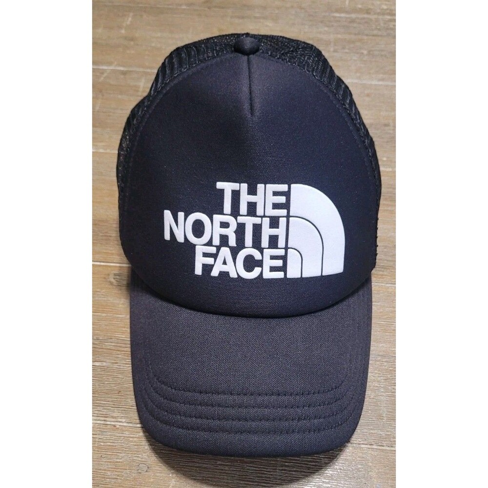 The North Face Black Trucker Hat - White TNF LOGO Snapback Cap Hiking Outdoors